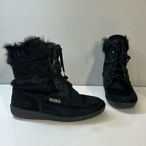 Tecnica Black Goat Hair Apres Ski Boots Size 38(7)